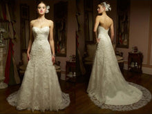 Load image into Gallery viewer, Casablanca, ivory lace gown with custom sash